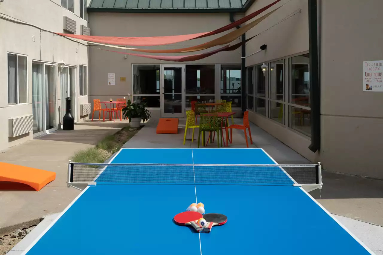 ping pong and outdoor seating