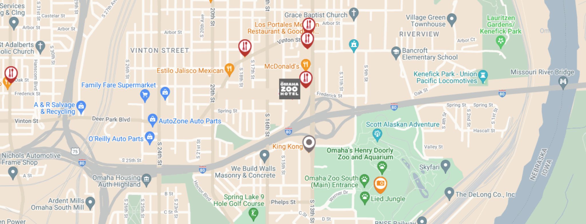 Omaha Zoo Hotel Map